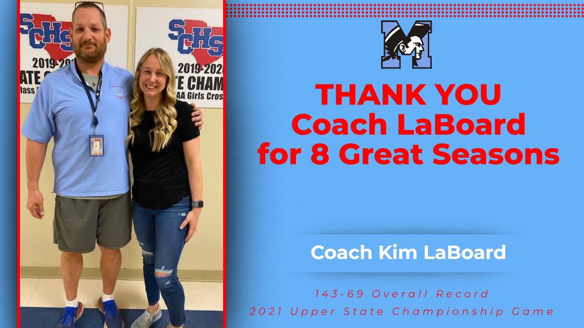 JL Mann Athletics thanks Coach LaBoard for 8 great seasons as the Head Volleyball Coach.  She leaves JL Mann with a 143-69 record as well as the 2021 Upper State Championship Game! <a href="/JLMannVball/">J.L. Mann Volleyball</a>