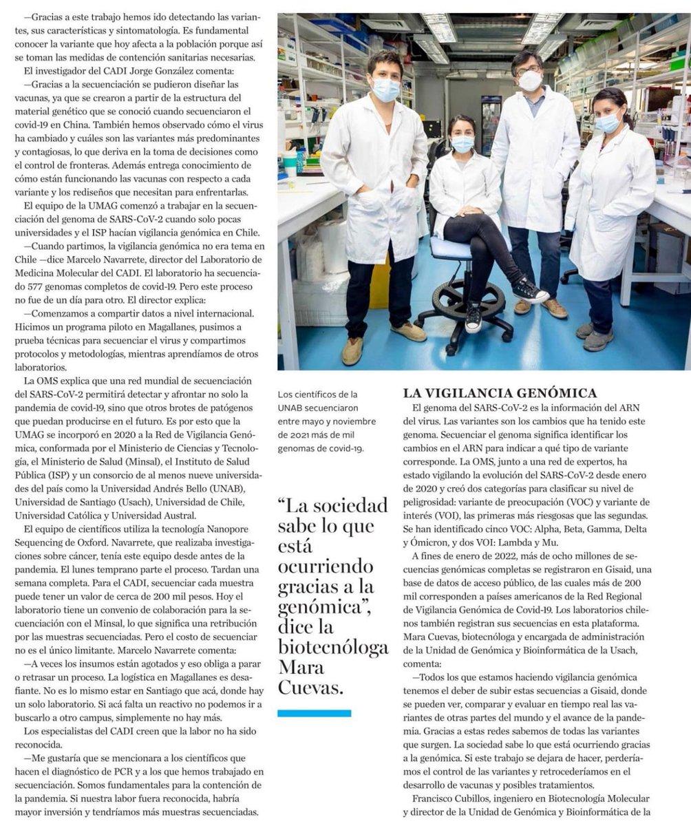🥼🧪Hoy la <a href="/Revista_Ya/">Revista Ya</a> destaca los esfuerzos para la secuenciación genómica de distintas universidades que participan del Grupo de Vigilancia de variantes para el Sars-CoV-2.

Un gran aporte de la comunidad científica en coordinación con <a href="/min_ciencia/">Ministerio de Ciencia</a> 👇minciencia.gob.cl/areas-de-traba…