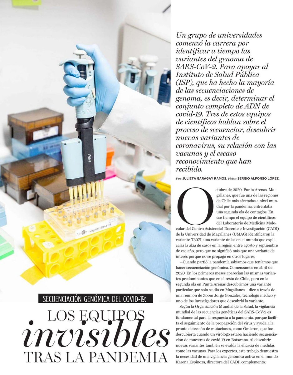 min_ciencia's tweet photo. 🥼🧪Hoy la @Revista_Ya destaca los esfuerzos para la secuenciación genómica de distintas universidades que participan del Grupo de Vigilancia de variantes para el Sars-CoV-2.

Un gran aporte de la comunidad científica en coordinación con @min_ciencia 👇https://t.co/FNziiqm1HD https://t.co/iUngSWW7pb