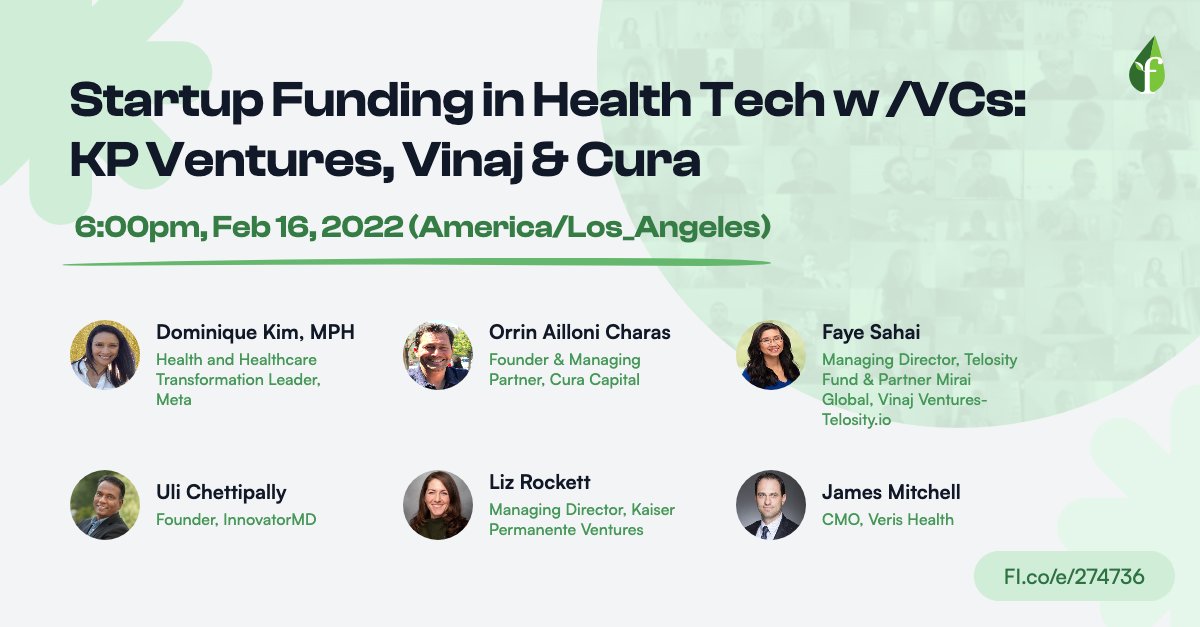 Founder Institute Santa Cruz, CA (@fi_santacruz) on Twitter photo founding: ⚕️ Join us TOMORROW for a Startup Funding in #HealthTech event with Kaiser Permanente Ventures, <a href="/Vinaj_Ventures/">Vinaj</a>, and Cura Capital→ fi.co/e/274736
LIVE online, feat. #health VCs & industry experts @Orrinac, <a href="/Fayeks/">Faye Karnavy Sahai</a>, <a href="/Liz_Rockett/">Liz Rockett</a>, Jame… founding: ⚕️ Join us TOMORROW for a Startup Funding in #HealthTech event with Kaiser Permanente Ventures, <a href="/Vinaj_Ventures/">Vinaj</a>, and Cura Capital→ fi.co/e/274736
LIVE online, feat. #health VCs & industry experts @Orrinac, <a href="/Fayeks/">Faye Karnavy Sahai</a>, <a href="/Liz_Rockett/">Liz Rockett</a>, Jame…