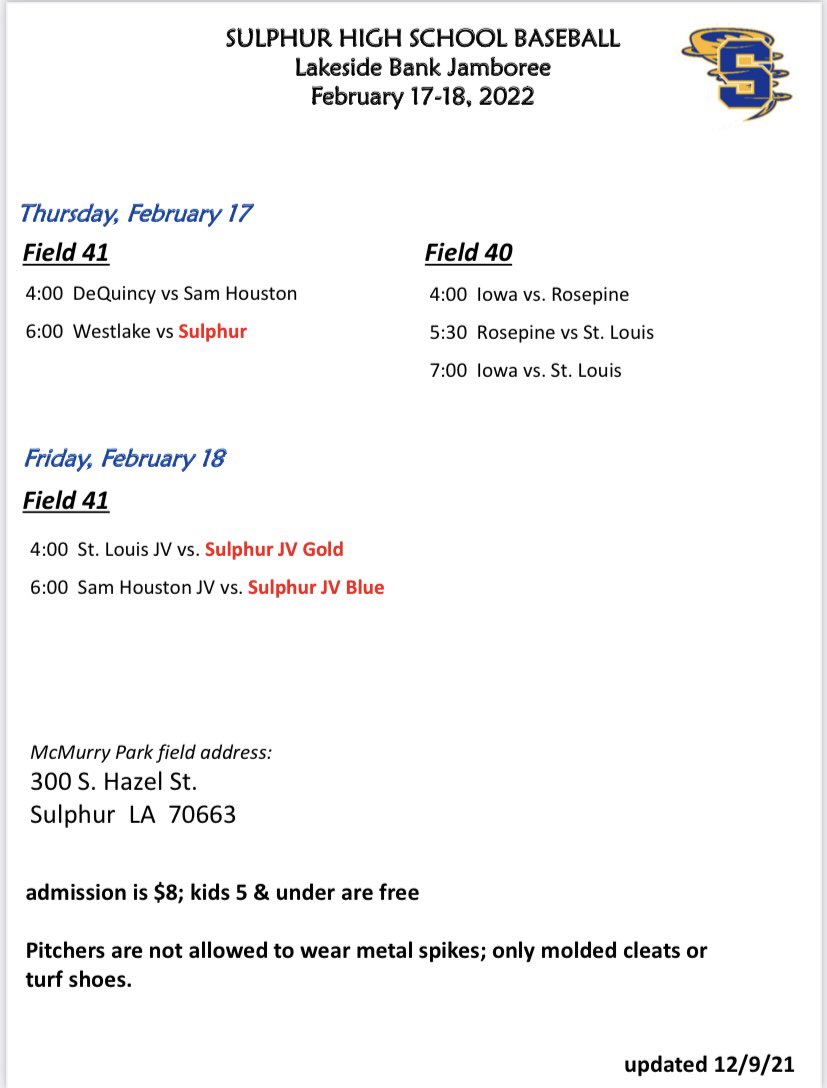 Ok I am confirming that our Jamboree will be moved from Thursday to Wednesday. Fridays JV jamboree will stay as scheduled.