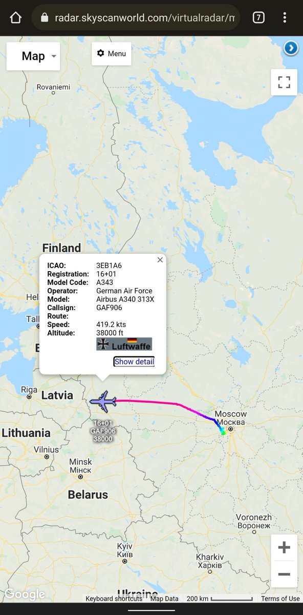scan_sky's tweet photo. German Air Force - Airbus A330-313X - 16+01 - #GAF906

Departed From Vnukovo International Airport 🇷🇺 &amp; Routing Back To Germany 🇩🇪

Aboard Is German Chancellor Olaf Scholz Who Has Been Meeting With Vladimir Putin 🇷🇺 Today Regarding The #Ukraine 🇺🇦/#Russia 🇷🇺 Situation. https://t.co/gHYVreLJ1A