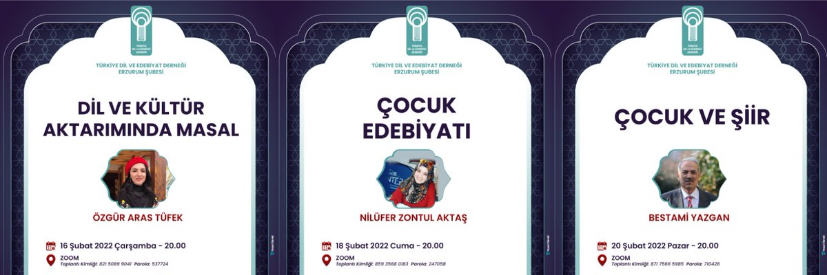 TDED Erzurum (@erzurumtded) on Twitter photo Türkiye Dil ve Edebiyat Derneği Erzurum Şubesi, edebiyat ve kültür söyleşilerine devam ediyor. Bu hafta da birbirinden kıymetli üç yazarımızı konuk ediyoruz.
<a href="/erdemekrem/">Ekrem ERDEM</a> <a href="/tdedtr/">TDED</a> <a href="/muratertas25/">Murat Ertaş</a> Türkiye Dil ve Edebiyat Derneği Erzurum Şubesi, edebiyat ve kültür söyleşilerine devam ediyor. Bu hafta da birbirinden kıymetli üç yazarımızı konuk ediyoruz.
<a href="/erdemekrem/">Ekrem ERDEM</a> <a href="/tdedtr/">TDED</a> <a href="/muratertas25/">Murat Ertaş</a>