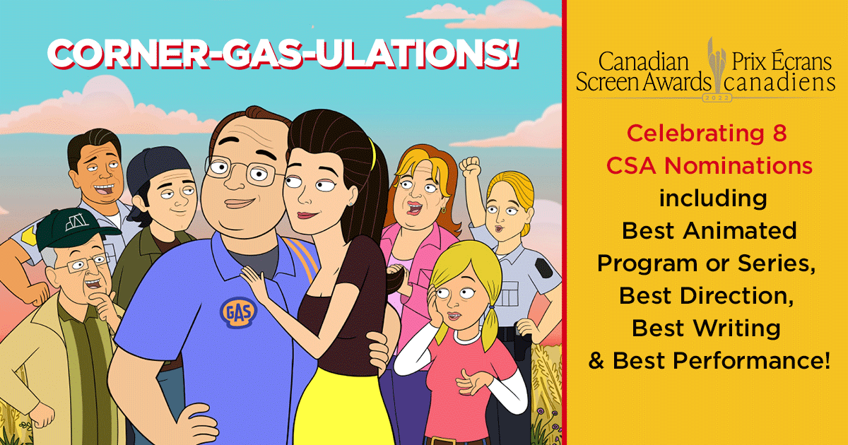 veritecanada's tweet photo. Celebrating TEN #CdnScreenAwards nominations! Congratulations to the incredible teams behind @CornerGas and @GovGPAA! We are thrilled for the cast and crew of both these shows and very proud to work with all of them. https://t.co/yKRg0q70gL