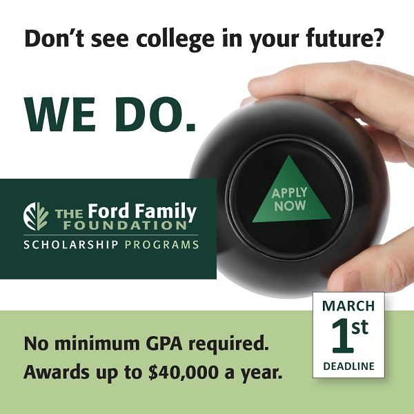 ECMCSuccess's tweet photo. Attention High School Seniors:  @FordFamilyFound awards renewable scholarships up to $40k per year for students in Oregon and Siskiyou County, CA. Deadline is March 1. https://t.co/Nwf0y0u1hu #scholarships #OregonScholarships #HowToPayForCollege https://t.co/lZVzVftv4z