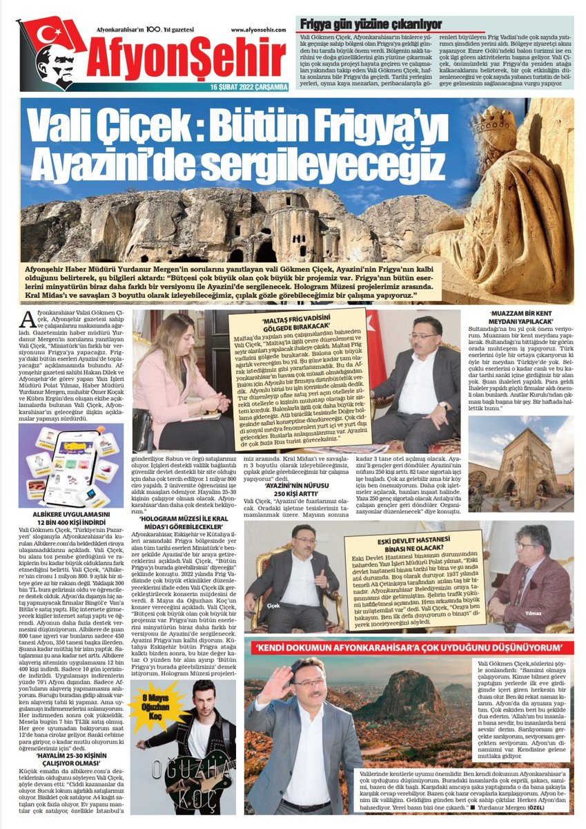 📌 Albikere uygulaması burs alan ve çalışan öğrenci sayısı
📌Hologram gösterisi
📌Miniatürk frigya
📌Oğuzhan Koç konseri
📌Maltaş ve Selçuklu Kervansarayı
📌Ayazini nüfusu
📌Vali Çiçek'in Afyon'a geldiğinde yaptığı dua..
Hepsi <a href="/SehirAfyon/">AfyonŞehir</a> ⬇️
<a href="/AfyonValiligi/">T.C. Afyonkarahisar Valiliği</a> <a href="/gokmen_cicek_/">Gökmen Çiçek</a>