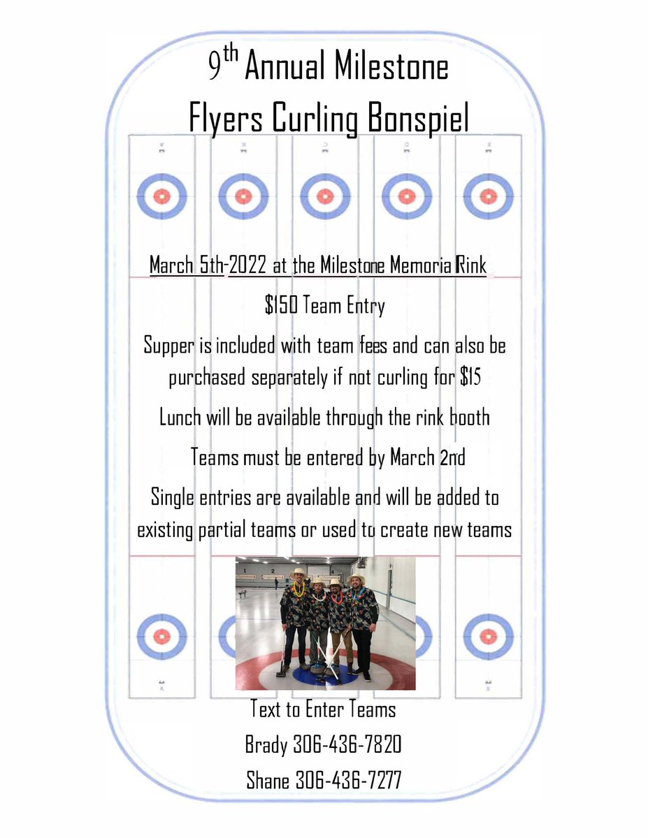 SrFlyers's tweet image. 9th Annual Curling Bonspiel! Get your teams entered today 👊🏼 you won’t want to miss this #FlyNation