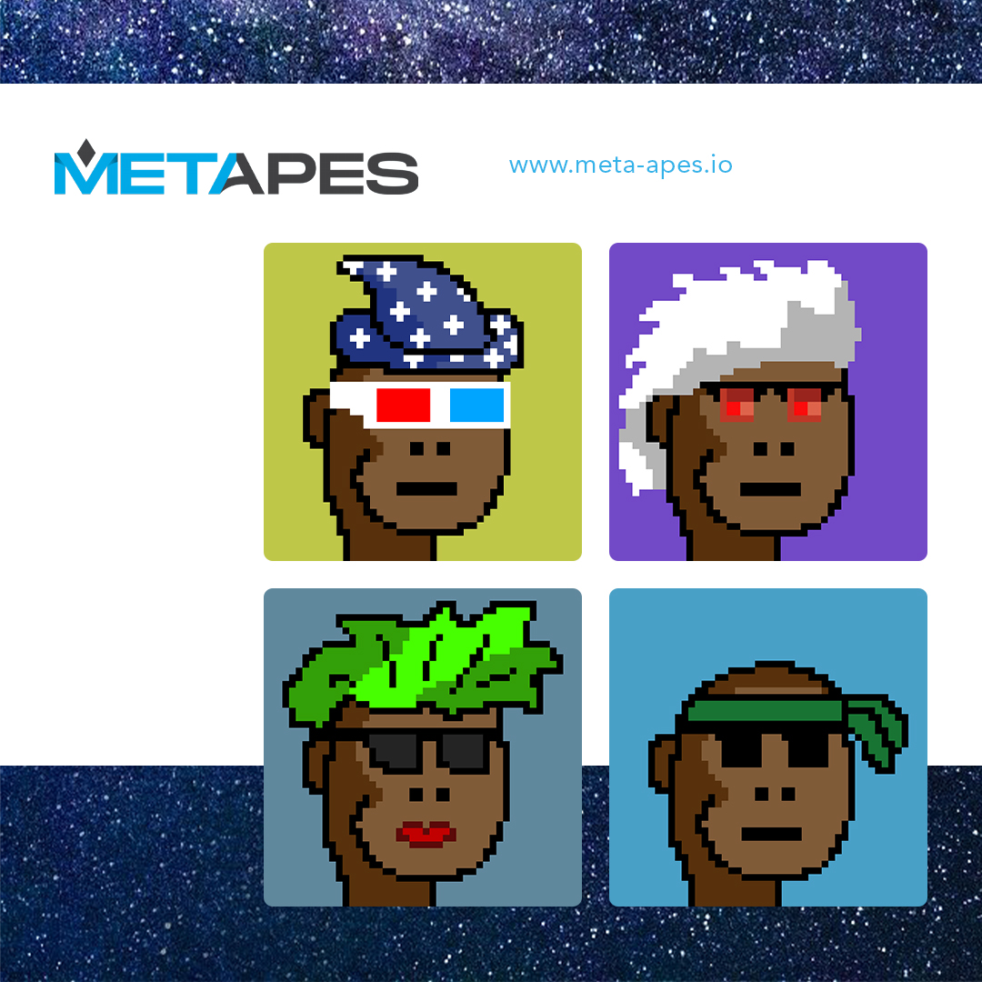 Become an ape with diamond hands when you join The Pixel Apes Club. 11500 Randomly generated PixelApes being released over 11 seasons.

Visit our website for more.

 meta-apes.io

#NFT #NFTs #NFTcollectors #NFTart  #NFTCommunity #NFTartist