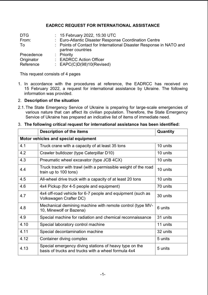 ⚡️🔥⚡️Список оборудования, которое Украина запросила у НАТО на случай масштабных катастроф:
Внедорожники, машины радиохимической разведки, костюмы химзащиты, мобильные лаборатории, системы поиска взрывоопасных предметов на глубине, дозиметры, План Б:Россия готовила теракт на АЭС?