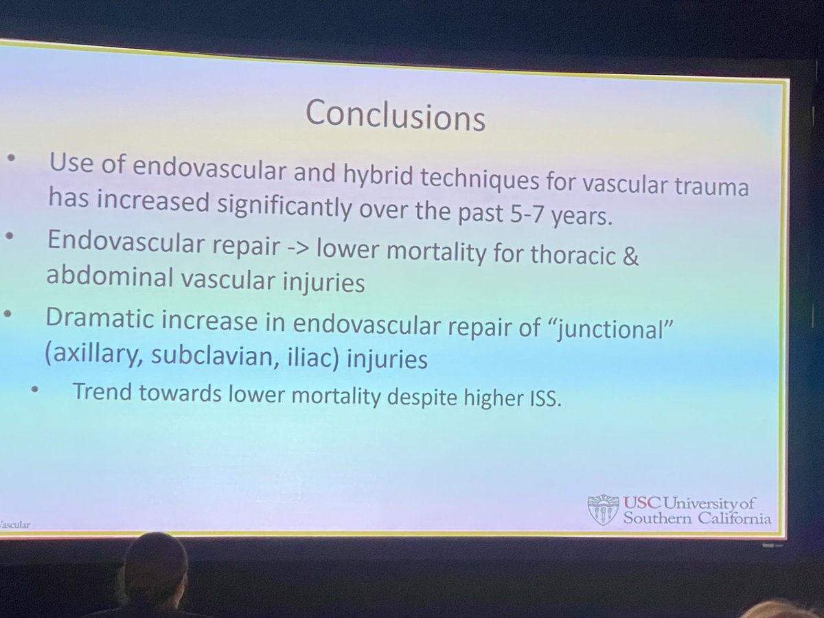 drdevirgilio's tweet photo. ⬆️use of endovascular repair for vascular trauma (especially “junctional injuries”), great @PCSAsurg presentation by @gregamagee @usc_vascular @farkomd @jmills1955 @DissanaikeMD @DavidASpain @juliomayol @limbsalvagedr https://t.co/JsAmpnmZMd