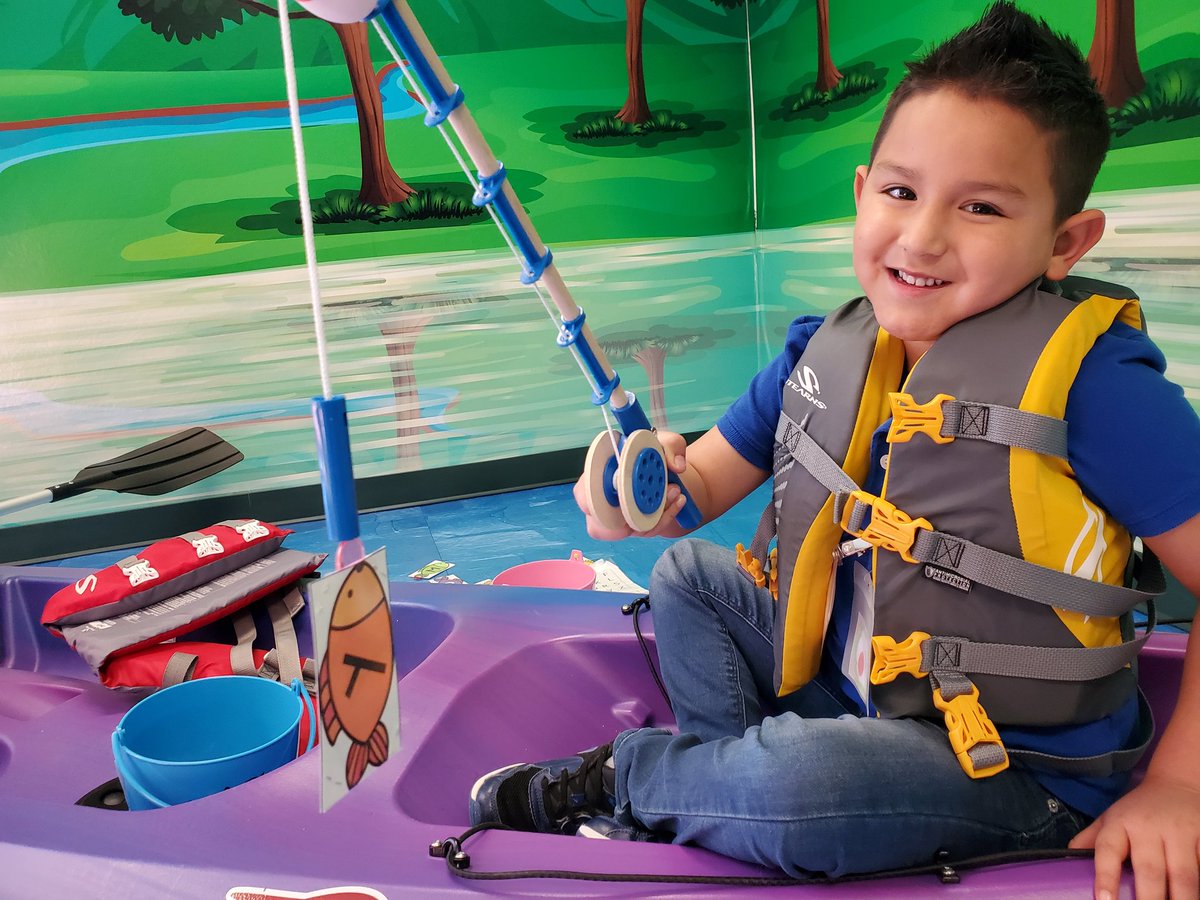 Pre-K went fishing for the for capital and lowercase letters today in the Camping Experience room