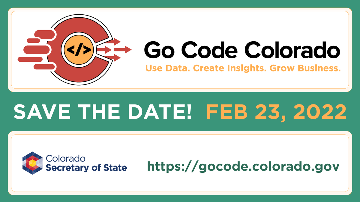 CSCEDC's tweet photo. Since 2014, hundreds of #developers, #designers, #marketing pros, #analysts, #entrepreneurs & other big thinkers have worked with @gocodecolorado to help #Colorado businesses (for-profit or not-for-profit) thrive. Join the fun on 2/23. โฌ #gocodecolorado #gocodecolorado2022 https://t.co/sidsMmQ7Ko