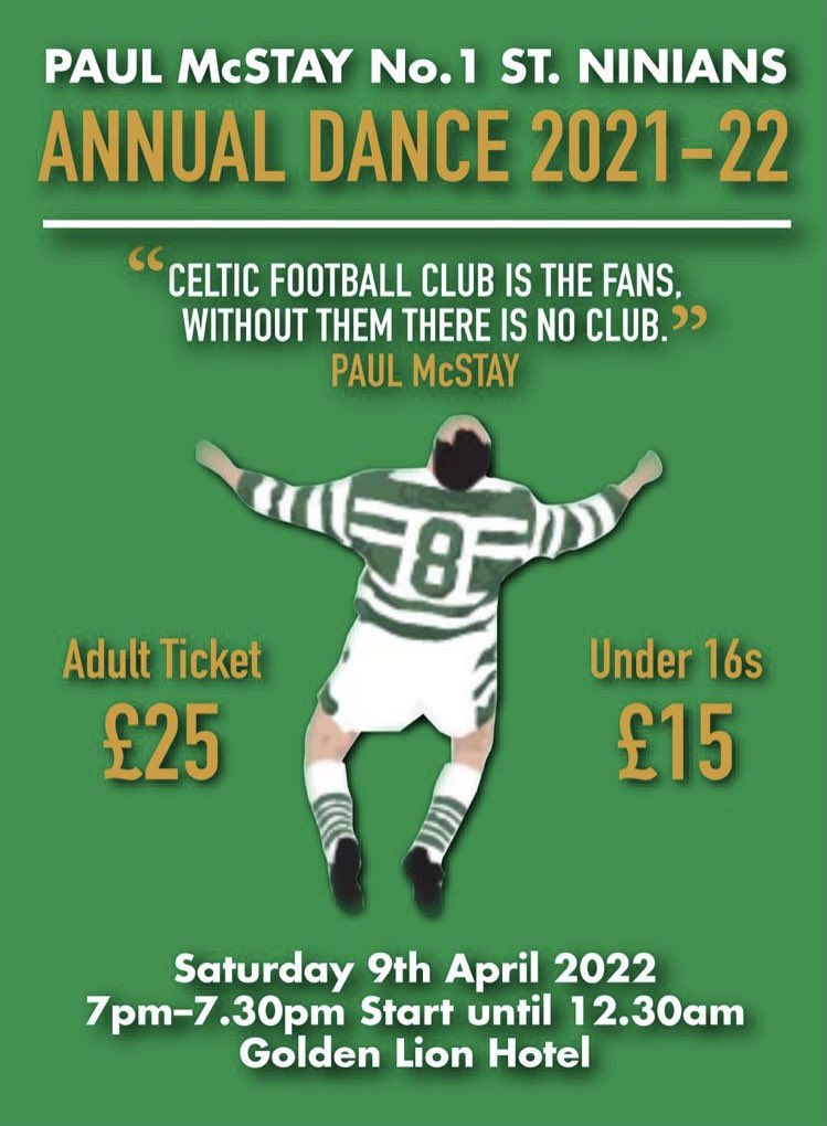 Dance tickets ready, will be taking names on the bus on Sunday at the Dundee game, bus leaves the CIVIL at 1pm, opens at 11.30am