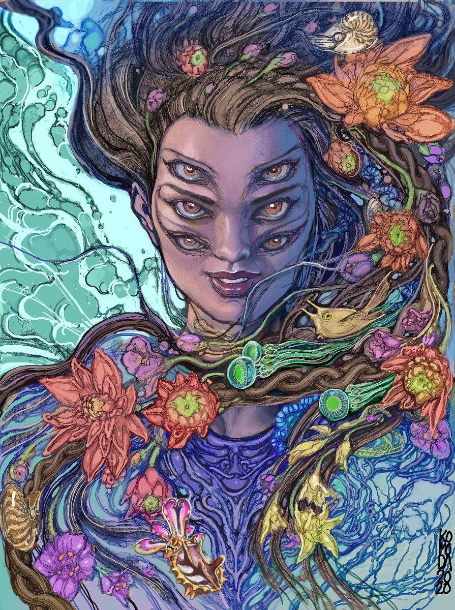 Artist <a href="/paulkomoda/">Pol Komo</a> - who did this brain-melting portrait of #HoloVista's protagonist, Carmen - is kickstarting the first printed edition of his phantasmagorical sketchbook! 44 hours left to go. Grab your copy here: kickstarter.com/projects/76925…