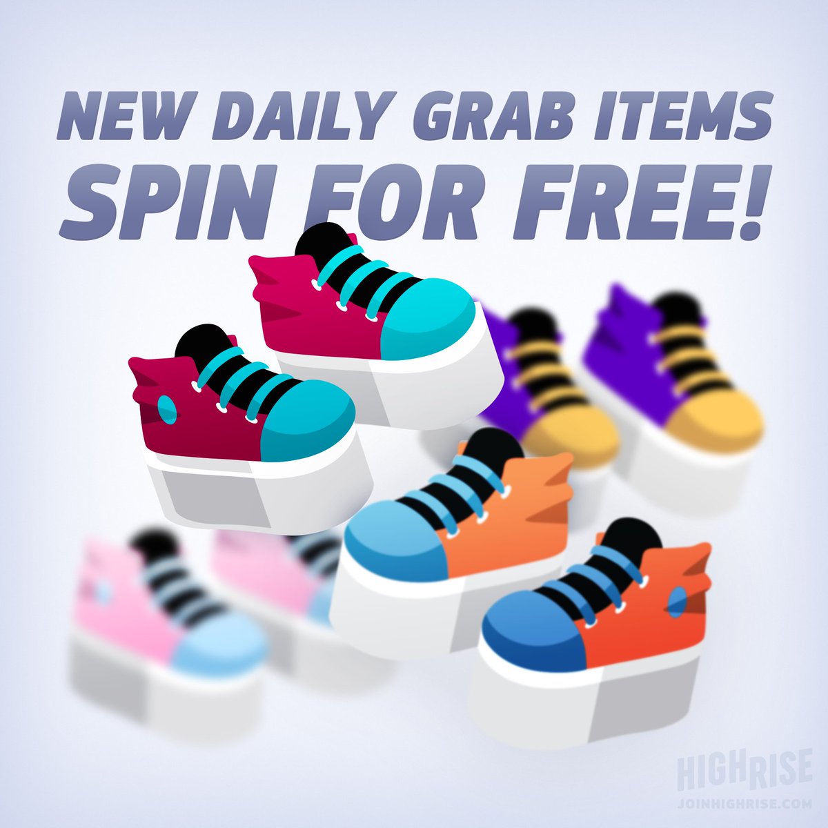 HighriseApp's tweet photo. We've updated the Daily Grab with FOUR new items that you can spin for FREE! Check out the Featured Grabs section in the shop to win yourself some stylish new shoes!
#highriseapp #highrisemetaverse #dailygrab https://t.co/jQeNd8IBDR