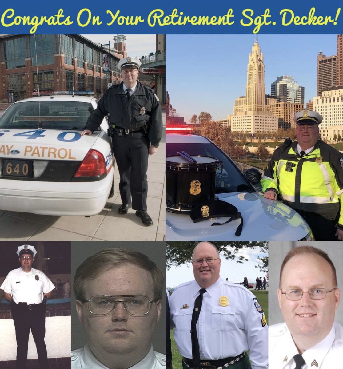 CPDRecruitment's tweet photo. RECRUITMENT to RETIREMENT: Sgt. Ken Decker💙

“On February 4, 2022, I retired after 34 years with @ColumbusPolice. 

I started as an Auxiliary Police Officer in December of 1987, then became a Communications Technician (dispatcher) the following year…”

#recruitment #retirement https://t.co/RrpsoFD9r1