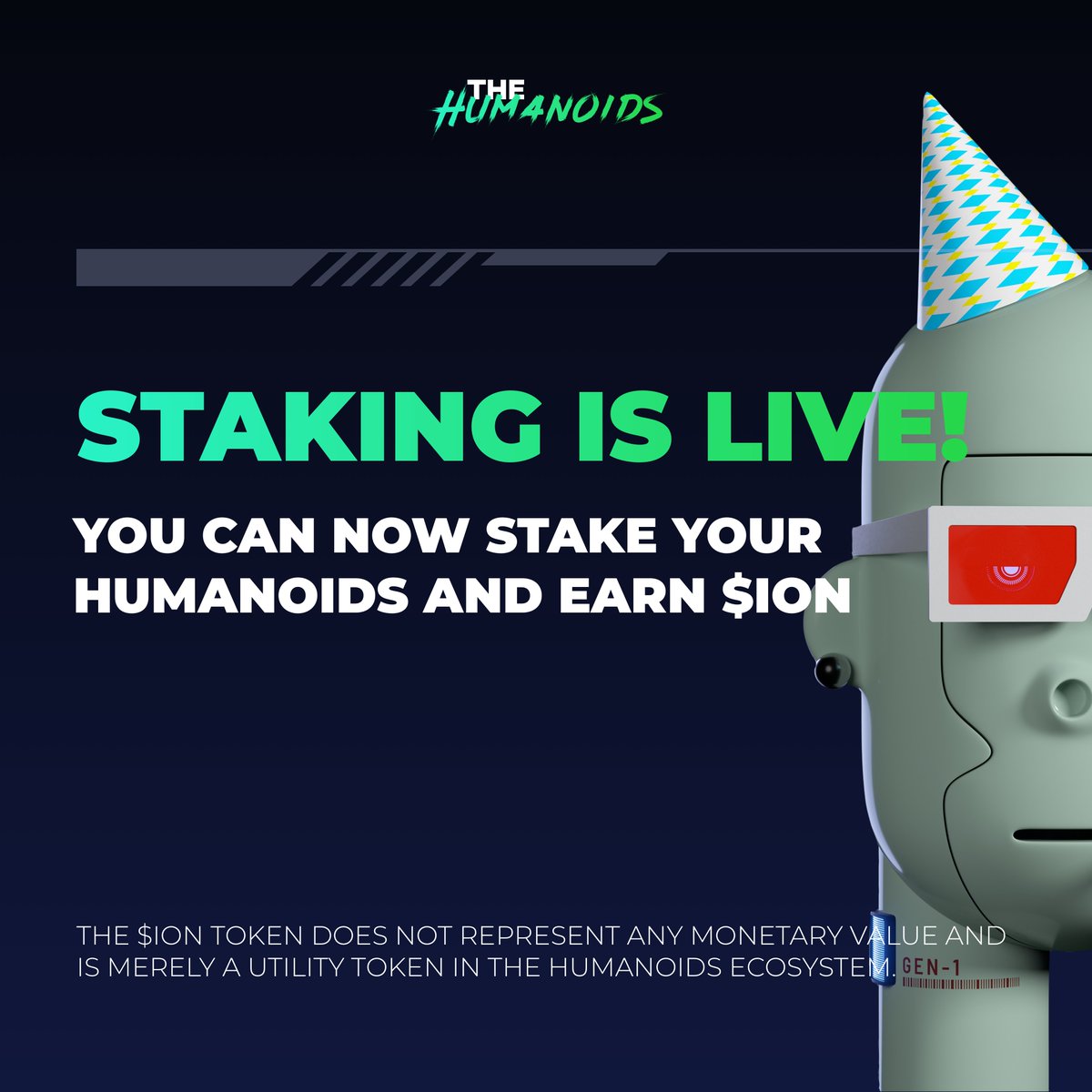 thehumanoids's tweet photo. 📢 Staking is live!  

Go visit our dashboard and start staking your Humanoid to earn 10 $ION per day.  

Visit the Discord for step-by-step instruction on how to stake your Humanoids.

1/4 https://t.co/I6MqSBIjQD