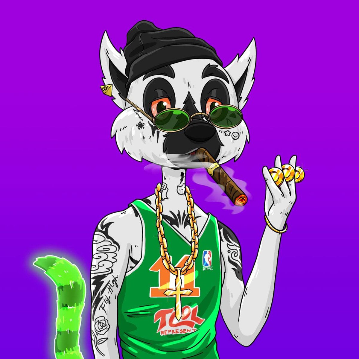OfficialTCOL's tweet photo. @mrbettershiller 's favorite one. What you think guys, ended up looking decent ? 😁 #nft #eth #conspiracyoflemurs #savelemurs https://t.co/G4FkktLM74