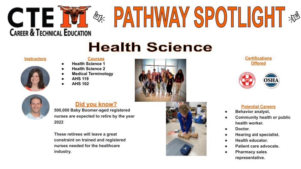 Mauldin_High's tweet photo. Today's pathway spotlight is our Health Science pathway!  Students in this pathway go on to do great things in healthcare! #MHSCTE #NationalCTEMonth https://t.co/nnEGWKcFq6