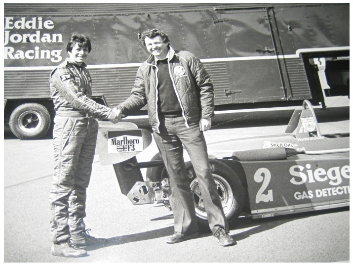 AutoTradition's tweet photo. Martin Brundle with Steve Sydenham Senior of Racing for Britain, 1983. When MB took on Ayrton Senna in F3 that year, Racing for Britain was Brundle's second biggest sponsor...#BritishF3 #F3 #MartinBrundle #Senna #AyrtonSenna https://t.co/HJb4EvEgzC