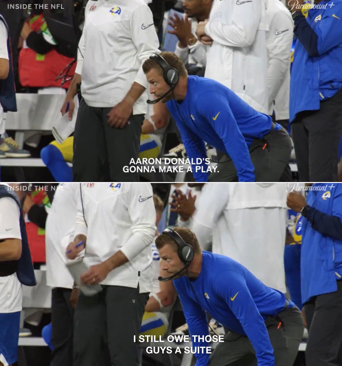 PardonMyTake's tweet photo. Sean McVay on the final play of the game. https://t.co/wjdlh8Uf4e