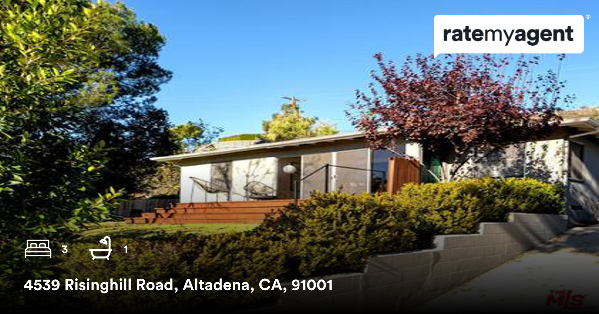 3 🛏 1 🛀  
📍 4539 Risinghill Road, Altadena, CA, 91001

My latest sale on #ratemyagent
rma.reviews/IHI1wnJ4vbbH