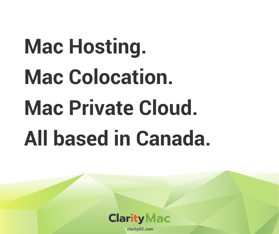 clarityhs's tweet photo. 100% Canadian Based Mac Services
Learn more: https://t.co/5rV0fYSOoR
#Mac #MacHosting #MacCloud #MacServices https://t.co/JxK3ddfFWK