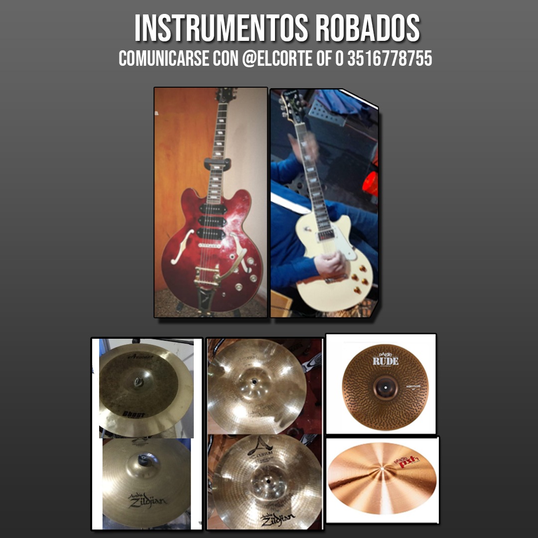 ¡INSTRUMENTOS ROBADOS!
Los amigos de lo ajeno, se los llevaron de un auto estacionado al frente del Club Deportivo de Santa María de Punilla, Córdoba.
Cualquier información de los mismos, comunicarse a <a href="/ElCorteOf/">El Corte</a> o al número del flyer.

¡Se agradece RT para encontrarlos rápido!