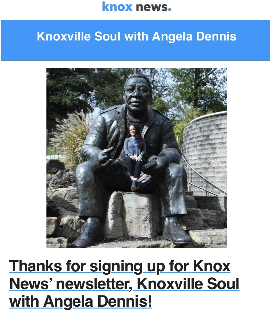 Hey fans!Our own <a href="/AngelaDWrites/">Angela Dennis ✍🏽</a> has her very own weekly newsletter Knoxville Soul. 
You’ll get exclusive content, latest events, issues effecting our community as well as work and links to other orgs like us in Knoxville making contributions to the region. profile.knoxnews.com/newsletters/kn…