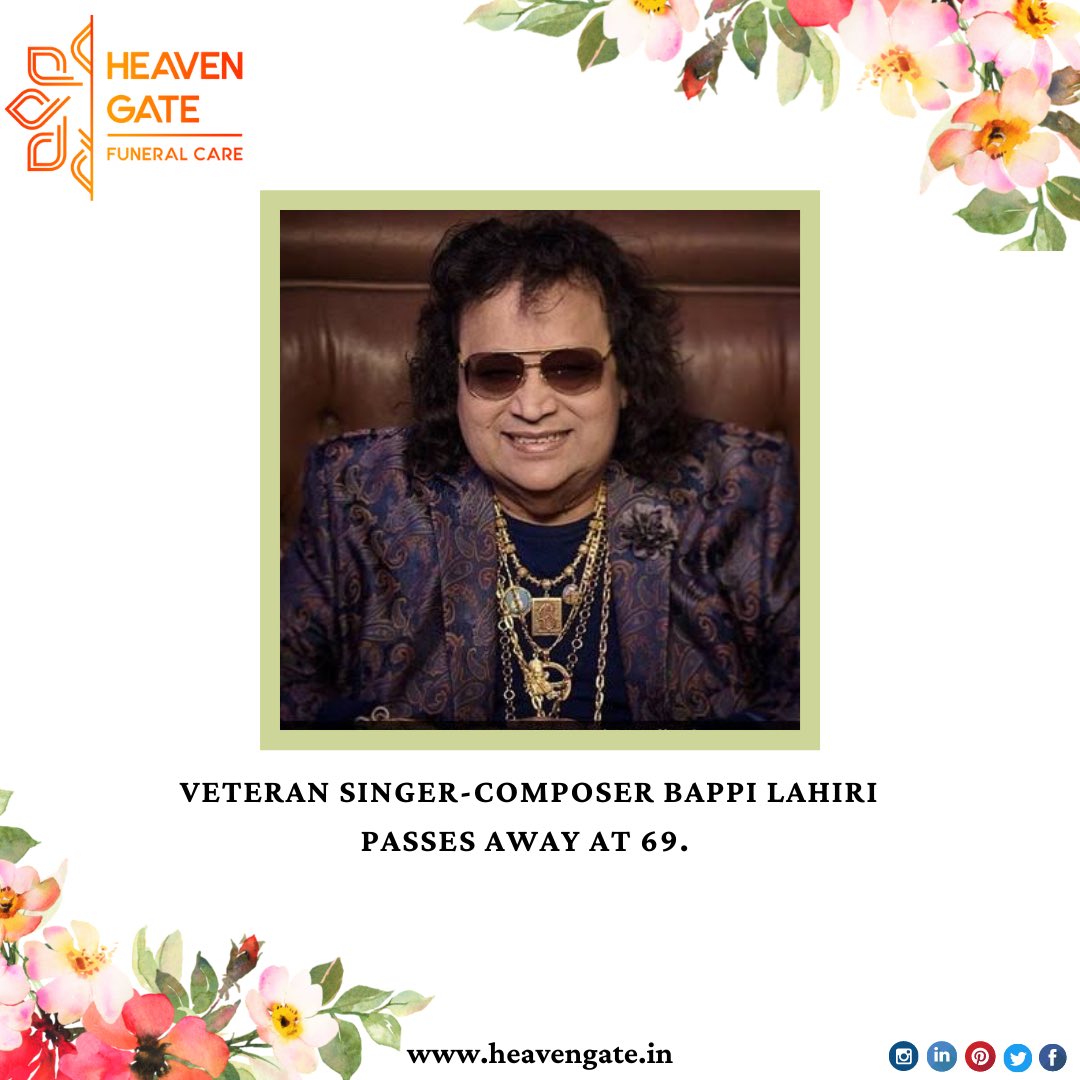 heavengate_'s tweet photo. Veteran Singer-Composer Bappi Lahiri Passes Away In Mumbai.
.
Rest in peace sir 🕊
.
https://t.co/SbR2eW8zVO
9024369206
.
.
#funeral #cremationservices #heavengatefuneralcare #heavengate #funeralservice #funeralflowers #singer #bappilahiri #verseltile #peace #rituals #Bollywood https://t.co/8NbSOBkV0Y