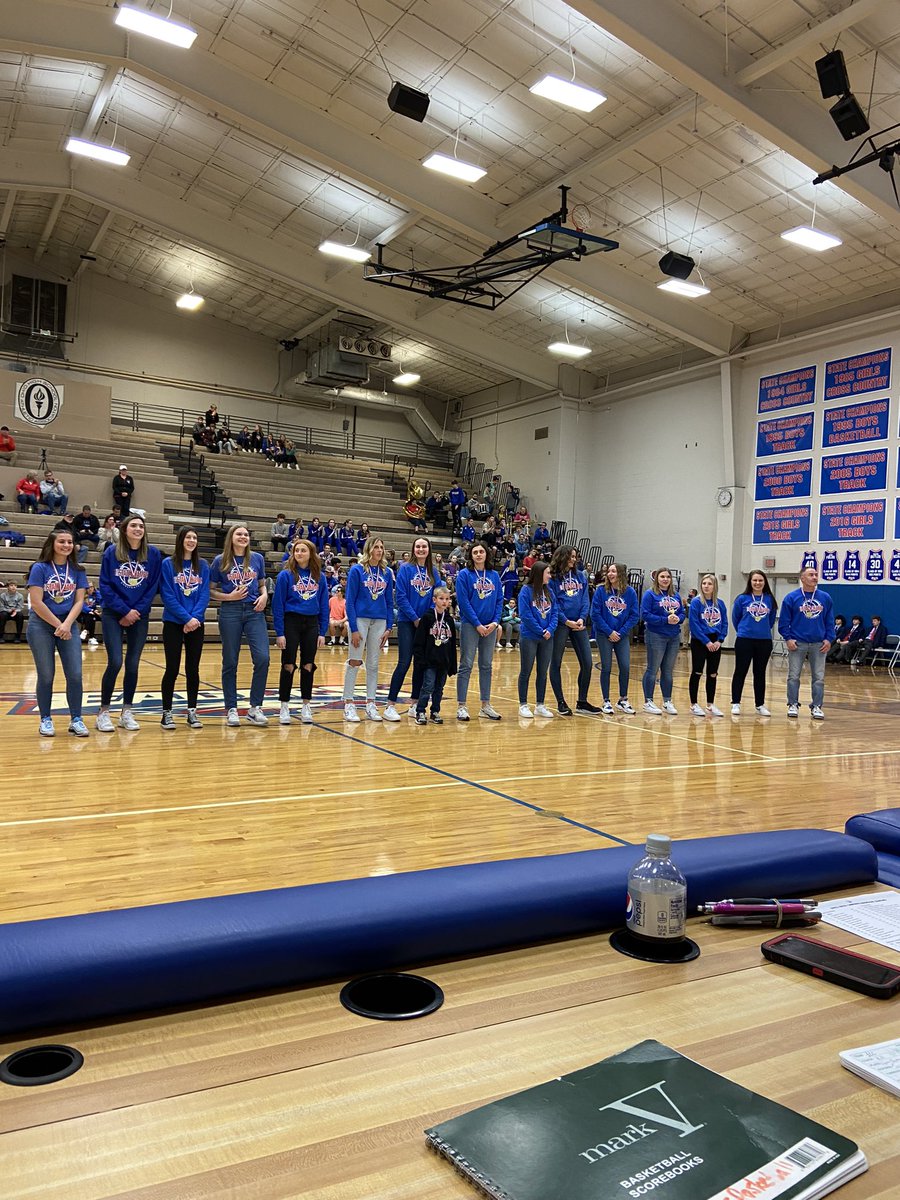 Liberty Benton volleyball got their state championship rings tonight during the boys basketball game! #MadeItHappen <a href="/granger_izzy/">Izzy Granger</a> <a href="/SydElseser/">Sydney</a> <a href="/ZuercherAvery/">Avery Zuercher</a> <a href="/k_conkright/">kelsey conkright</a> <a href="/GerkenLauren/">Lauren Gerken</a> @_sophia_b1 <a href="/jada_todd3/">Jada Todd</a> <a href="/JulieToddMath/">Julie Todd</a> <a href="/Kristi_Kopanis/">Kristi Kopanis</a> <a href="/Courier_Sports/">Courier Sports</a>