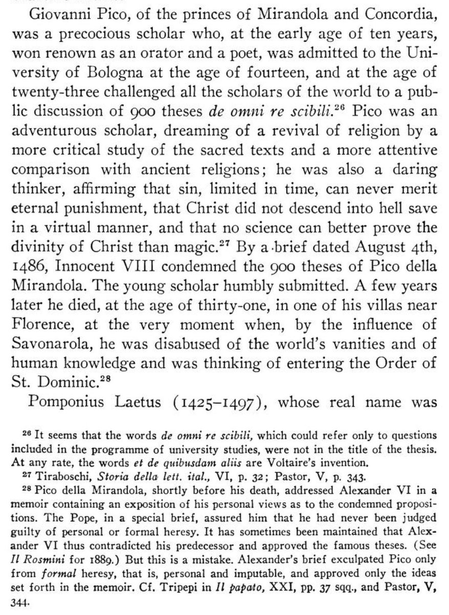 JustACatholic1's tweet image. Fr Fernand Mourret: "It has sometimes been maintained that Alexander VI... contradicted his predecessor [Innocent VIII] and approved [Pico's] famous theses. But this is a mistake. Alexander's brief exculpated Pico only from *formal* heresy, that is, personal and imputable..."
