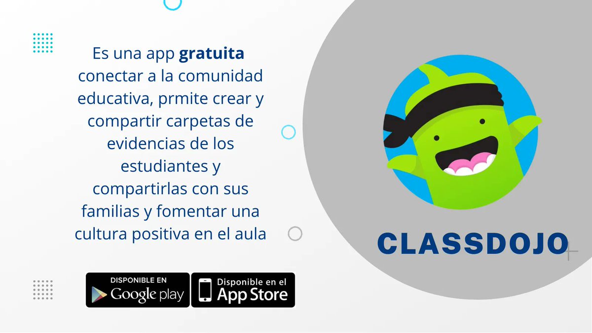 reactprogramme's tweet image. Herramientas| @ClassDojo es una app que te permitirá involucrar a tus estudiantes y padres de familia en el desarrollo de los aprendizajes y mantener una cultura positiva en el aula de forma segura para niños y adolescentes. 💗¿Ya la probaste?