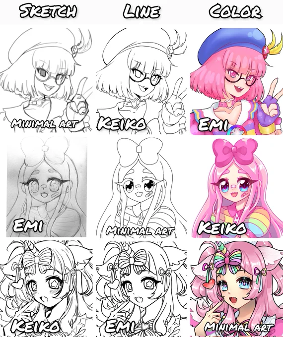 Rainbow Vtuber Art Collab!!Collab with the colorful and lovely  and !! We sketched ourselves and each took turns drawing each others line and color, hope you like it!  