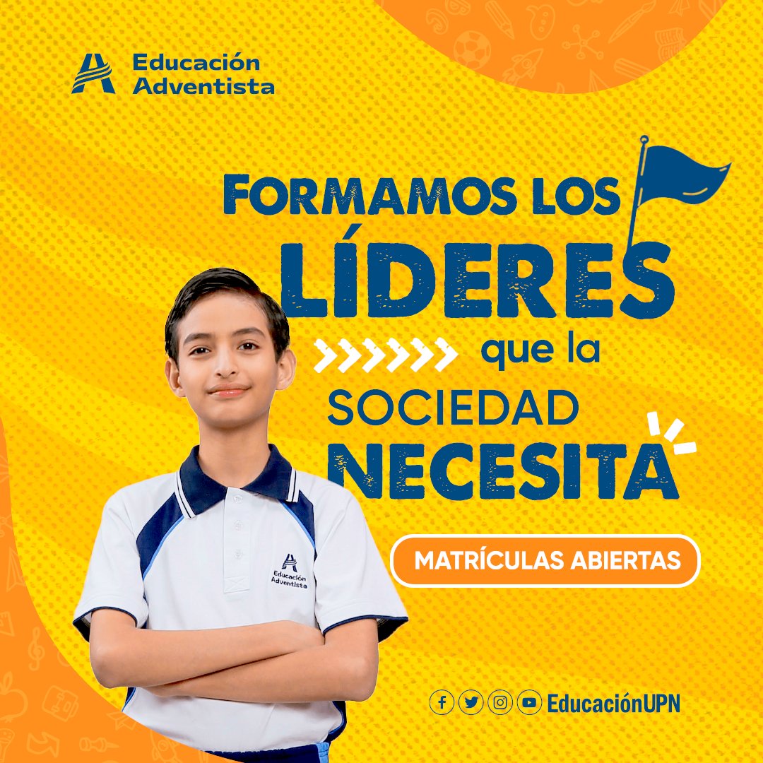 Creemos en el potencial de nuestros alumnos y que se desarrollan de manera íntegra para estar preparados para el futuro. 🏅👨‍🎓

No esperes más ¡Se parte de nuestra familia educativa adventista! 🤩

✅ Docentes altamente calificados.
🏅Colegio certificado.

#EducaciónAdventista