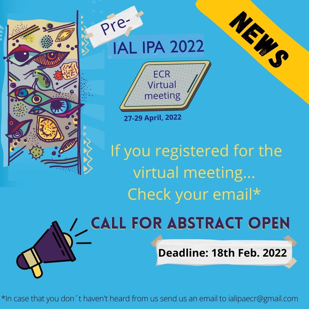 ial-ipa 2022 (@ial_ipa) on Twitter photo #Palaeolimnologists #ECRs. For those #registered for our virtual event in April, posters & oral abstract submissions now open!
Deadline: 18th February 2022. <a href="/ial_ipa/">ial-ipa 2022</a> <a href="/PAGES_ECN/">PAGES Early-Career Network</a>
Email @ialipaecr@gmail.com if you did not receive the application #Palaeolimnologists #ECRs. For those #registered for our virtual event in April, posters & oral abstract submissions now open!
Deadline: 18th February 2022. <a href="/ial_ipa/">ial-ipa 2022</a> <a href="/PAGES_ECN/">PAGES Early-Career Network</a>
Email @ialipaecr@gmail.com if you did not receive the application