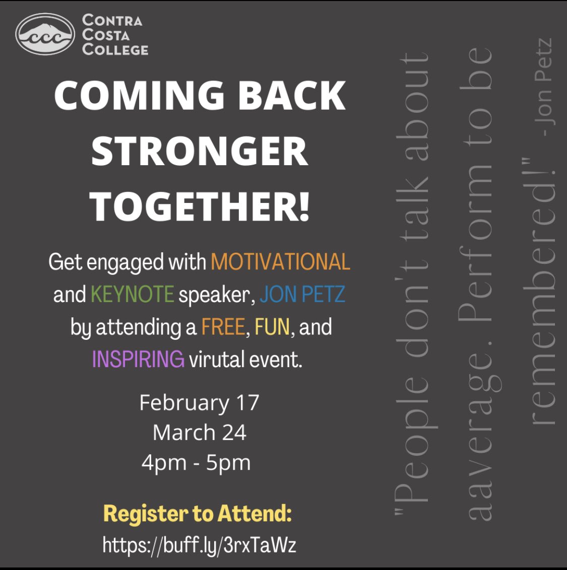 RCPIB's tweet image. Join us in Welcoming @JonPetz!  2x Best selling author, Magician and motivational keynote speaker. @lifeatccc @CCC_StudentSrvs @ccc @AccentAdvocate @ccc_CulinaryAca