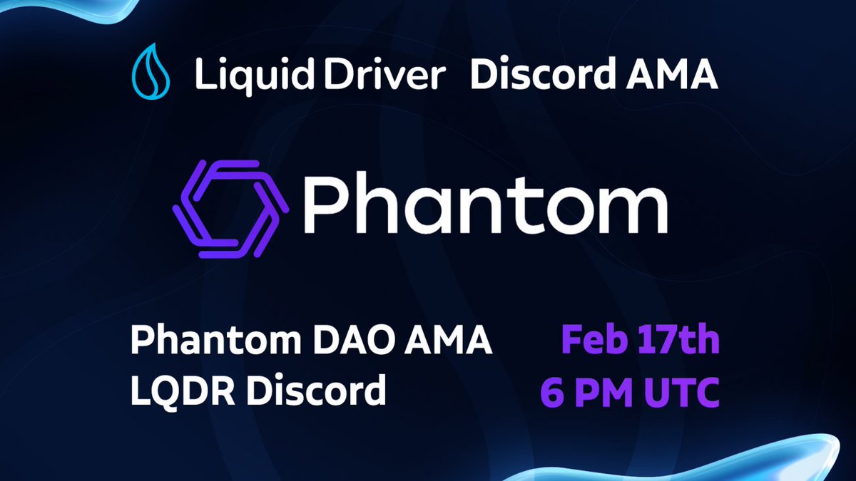 Phantom DAO (@xphantomdao) on Twitter photo We will be live in the <a href="/LiquidDriver/">The Ennead / Liquid Driver RIP</a> Discord for an exciting and information packed AMA! Liquid Driver is a High-Yield liquidity mining DApp launched on <a href="/FantomFDN/">Fantom Opera</a>.
Join Liquid Driver's Discord server to listen in on Feb. 17 @ 6pm UTC
discord.gg/liquiddriver We will be live in the <a href="/LiquidDriver/">The Ennead / Liquid Driver RIP</a> Discord for an exciting and information packed AMA! Liquid Driver is a High-Yield liquidity mining DApp launched on <a href="/FantomFDN/">Fantom Opera</a>.
Join Liquid Driver's Discord server to listen in on Feb. 17 @ 6pm UTC
discord.gg/liquiddriver