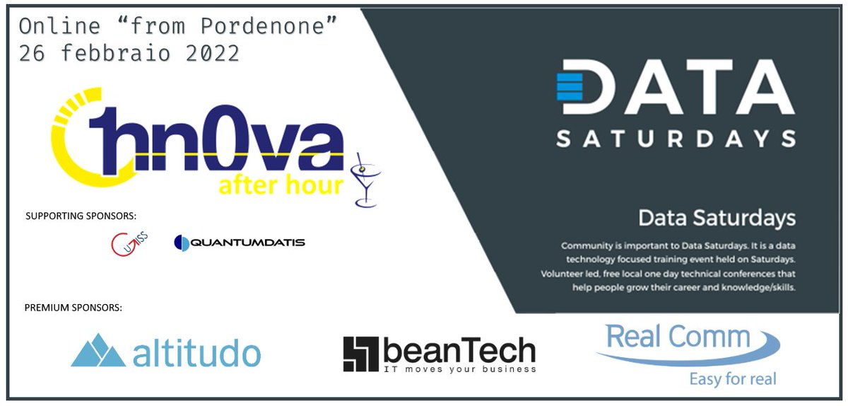 ugiss_org's tweet photo. Ricordatevi tra una decina di giorni il Data Saturday Pordenone organizzato dagli amici 1nn0va con cui collaboriamo: 1 giorno, 4 track, 28 sessioni tecniche sulla Data Platform Microsoft. Iscrizione gratuita, ci vediamo presto! #sqlserver #dataplaform https://t.co/pe4cpkfF5I https://t.co/dzYwipzNfR