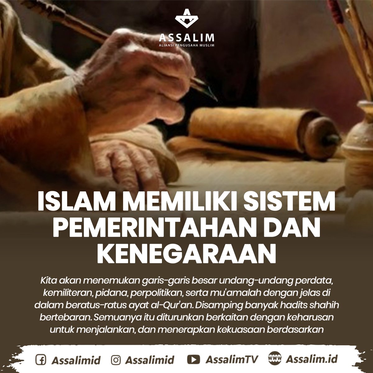 Jaddid6's tweet photo. ISLAM MEMILIKI SISTEM PEMERINTAHAN DAN KENEGARAAN

Kita akan menemukan garis-garis besar undang-undang perdata, kemiliteran, pidana, perpolitikan, serta mu'amalah dengan jelas di dalam beratus-ratus ayat al-Qur'an. Disamping banyak hadits shahih bertebaran. Semuanya itu dituru https://t.co/GnP1oa8BmO