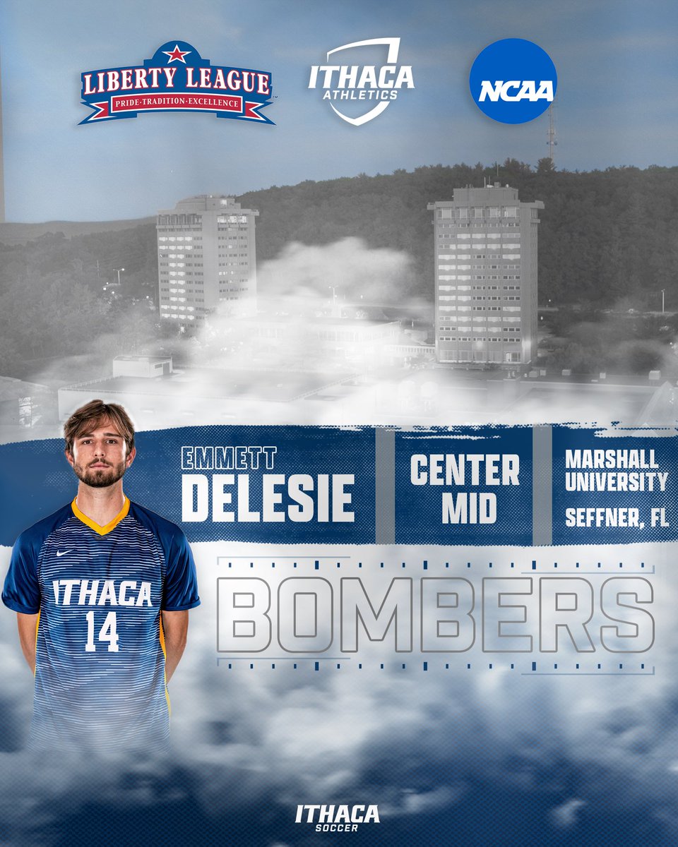 Ithaca College Men’s Soccer (@ithacasoccer) on Twitter photo Please welcome to the Bomber family D1 transfer, Emmett Delesie! He comes to Ithaca from Marshall University where he was a member of the D1 2020 National Championship team. We can’t wait to have him on the field this year!
🎨: <a href="/EvanVolkman/">Evan Volkman</a>
#GoBombers Please welcome to the Bomber family D1 transfer, Emmett Delesie! He comes to Ithaca from Marshall University where he was a member of the D1 2020 National Championship team. We can’t wait to have him on the field this year!
🎨: <a href="/EvanVolkman/">Evan Volkman</a>
#GoBombers