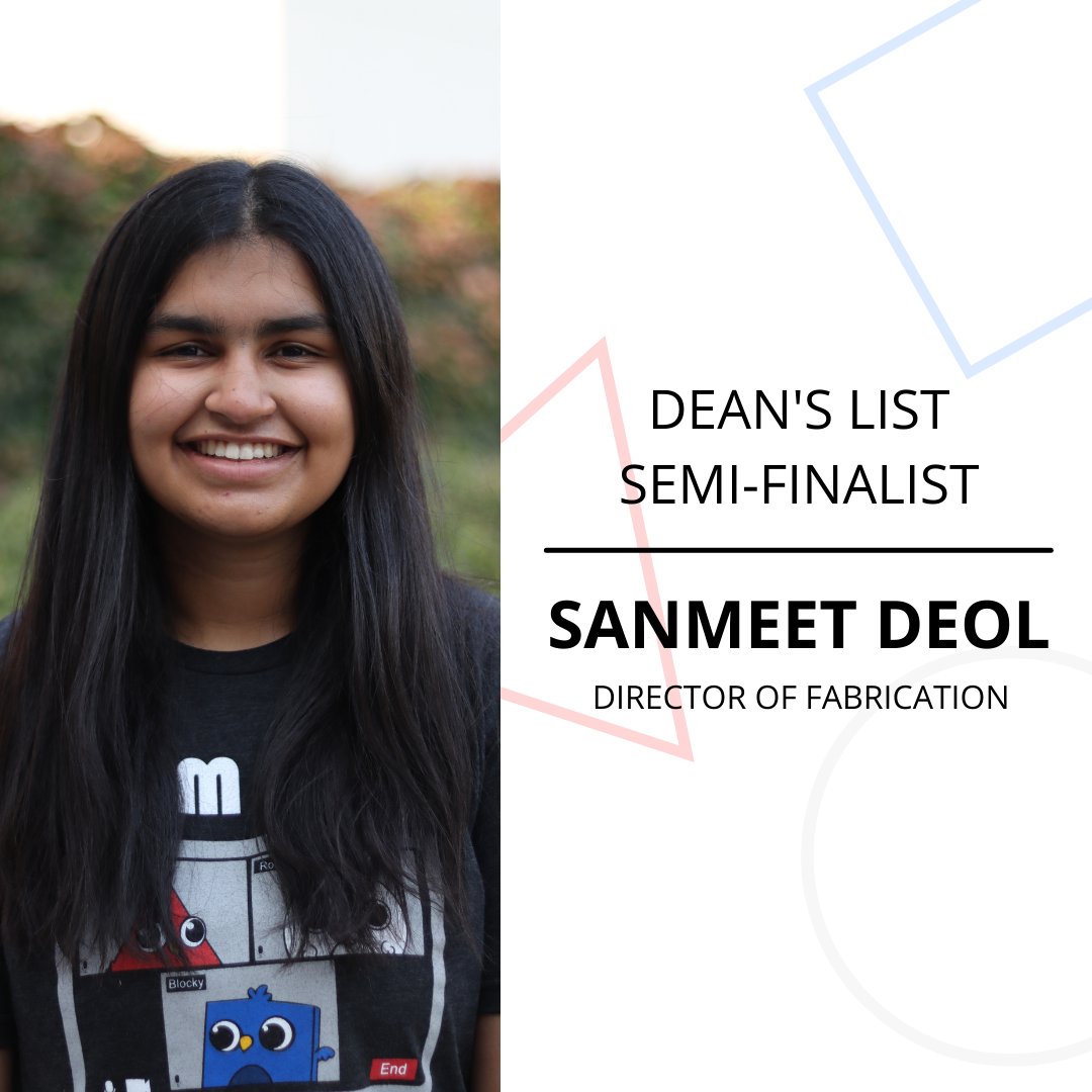 Congratulations to Erica Kokor and Sanmeet Deol for being our two Dean's List semi-finalists! Both of them have demonstrated amazing leadership and a passion for spreading STEM throughout our community. Good luck at regionals!

#buchananbirdbrains #firstrobotics #firstdeanslist