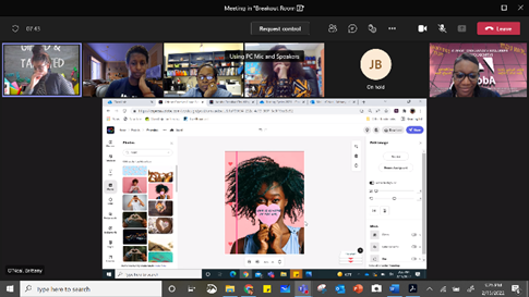 TeachSingleton's tweet photo. 2/4 Our @Parklane_Eagles @FCSVanguard Optional PD on @AdobeCCExpress was a success! @Msgray_withanA @missoneals @mackeys303 @TKMusiclady led the way in their break out rooms as they facilitated their themed Six Word Stories on black history, love, your story, and self-care! https://t.co/foB2R3QzkB