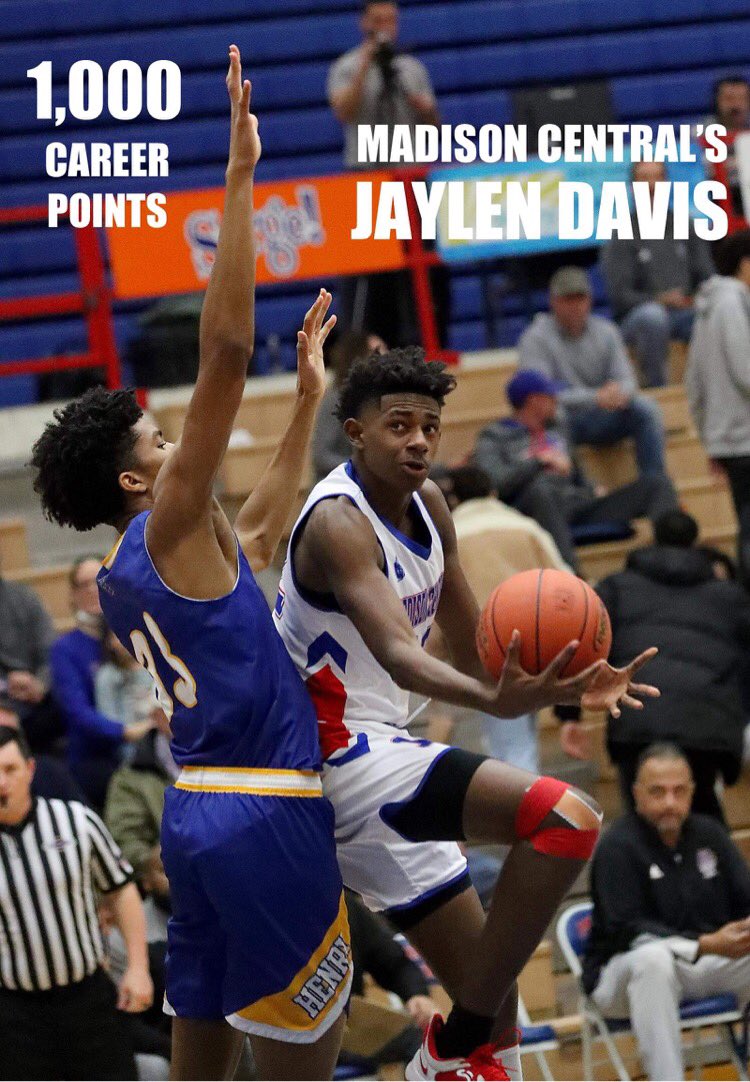 HIGH SCHOOL BOYS HOOPS Madison Central’s Jaylen Davis scored his 1,000 career point Tuesday vs Bourbon County in Richmond @MCHS_Hoops