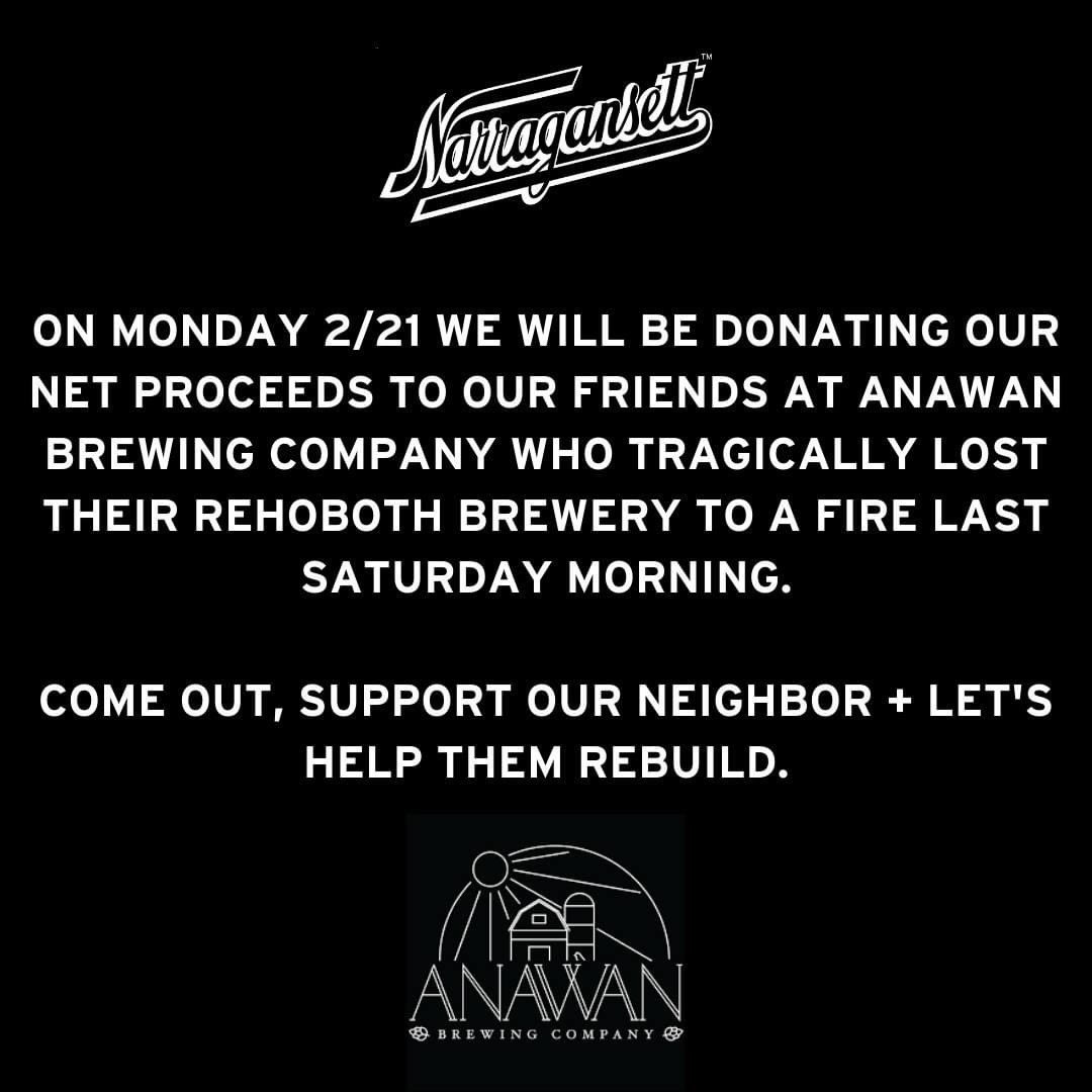 Narragansett Beer on Twitter "Next Monday 2/21, we are donating 100