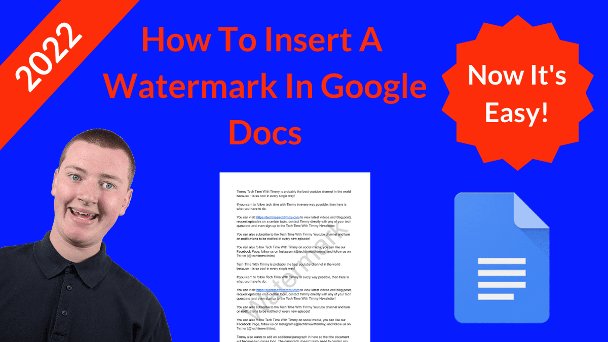 techtimewithtim's tweet image. In this video, Timmy shows you how to insert a watermark in Google Docs in 2022.
Yes, this is the third video about watermarks in Google Docs, but now it's finally easy to do!
#googledocs #googledocstips #googledocstutorials
youtu.be/l_3T9ol4iRI
