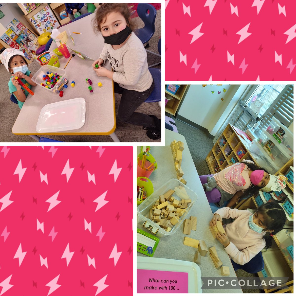 andreabcoker's tweet photo. Kindergarten imagination at its best! What can you do with 100: cups, connecting cubes, geoblocks, Legos and magna tiles? #100daysofkindergarten #BCPSkinder @ColgateES https://t.co/9PJIlZQLek