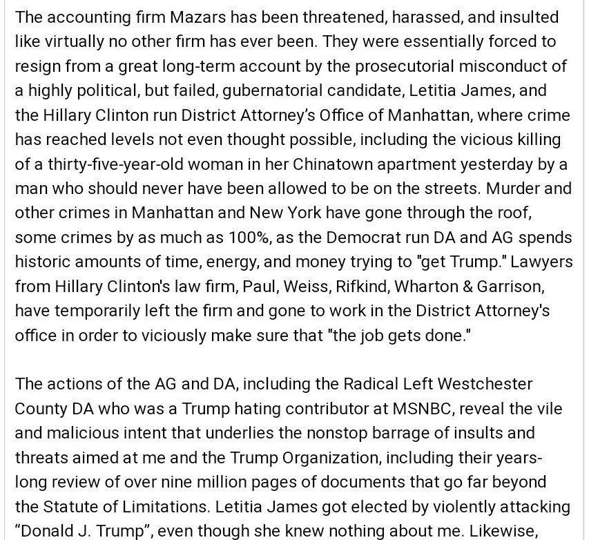 RonFilipkowski's tweet photo. Trump just issued a long, four-page statement where he is absolutely losing his mind about his accountants dropping him. This is my favorite part: https://t.co/ISMcQcTUQA