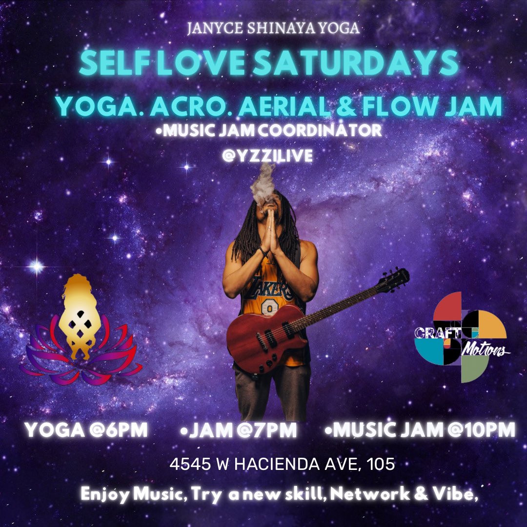 Yoga, Acro, Aerial, Music, Network &amp; Flow jam every Sat starting at 6pm❤️‍🔥
Yoga this week instructed by Rayce Rayos and live music jam back again coordinated by the one and only <a href="/yzzilive/">Yzzi Live</a> 
6pm Yoga $15
7pm- midnight jam $15