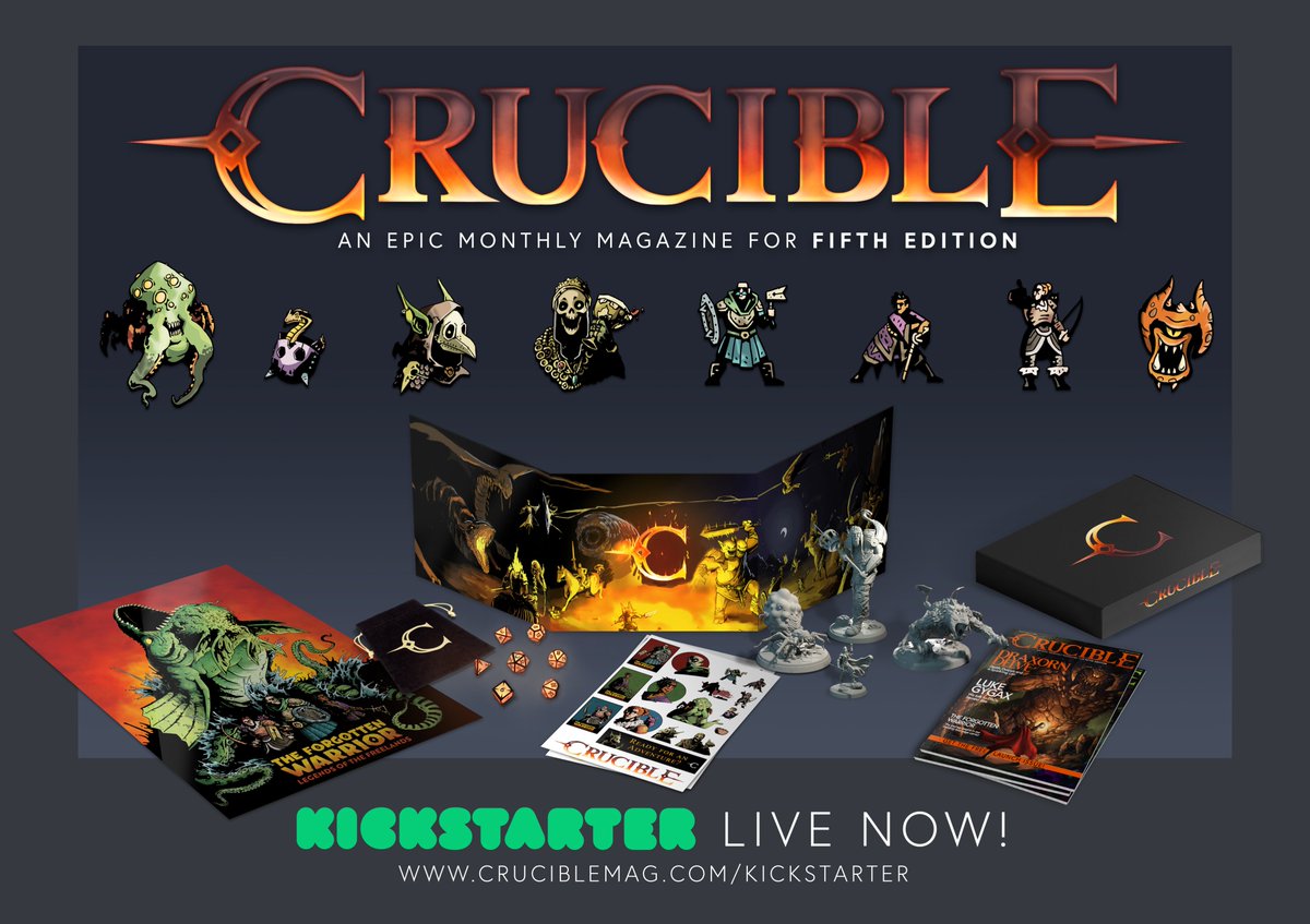 Our good friends <a href="/Crucible_Mag/">Crucible Magazine</a> have just launched their Kickstarter, so you have an opportunity to go support these creators! <a href="/bwbastards/">BACKWATER BASTARDS: 🚀 an ENNIE nominated podcast</a> even did an ad about it! 

HEAR ABOUT IT ➡️ youtu.be/JvSh1qElFXk
GET IT ➡️ cruciblemag.com/bastards

Don’t sleep on it! #dnd5e